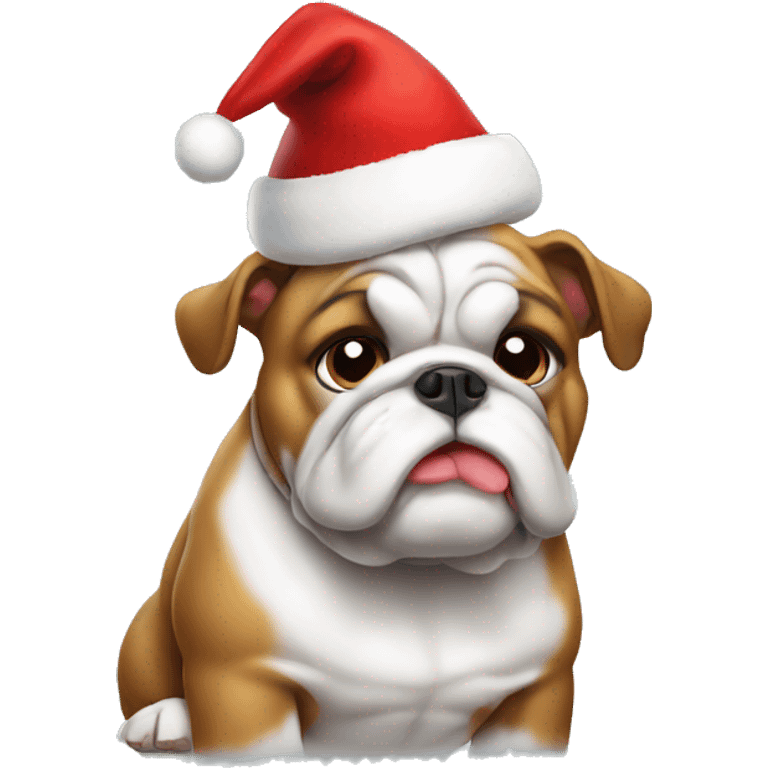 Bulldog in Santa hat emoji