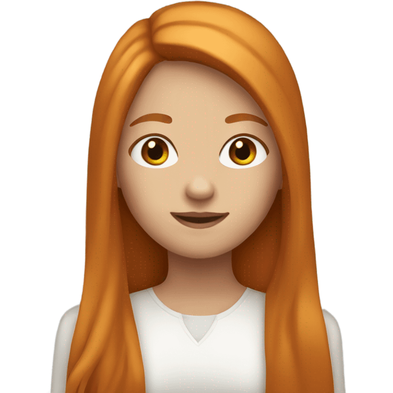 A girl has ginger, straight long hair. Her skin is white emoji