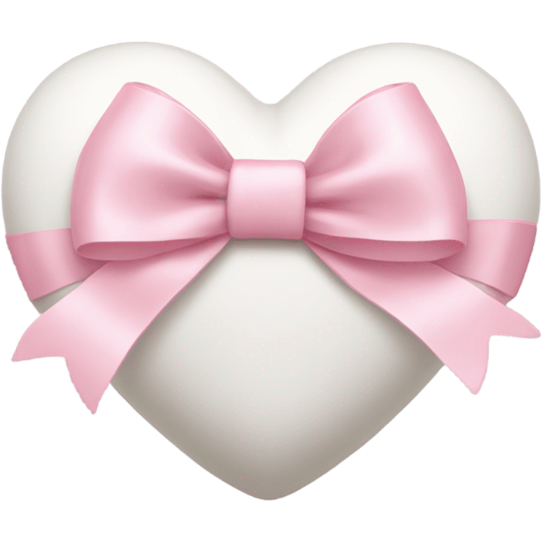 white heart with light pink ribbon bow emoji