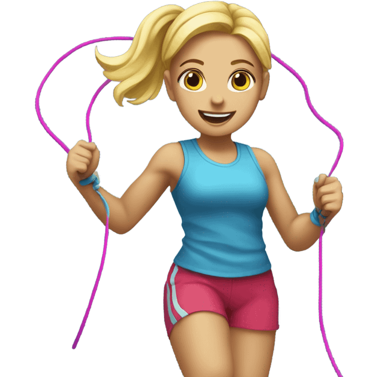 Girl with blonde hair jumping rope emoji