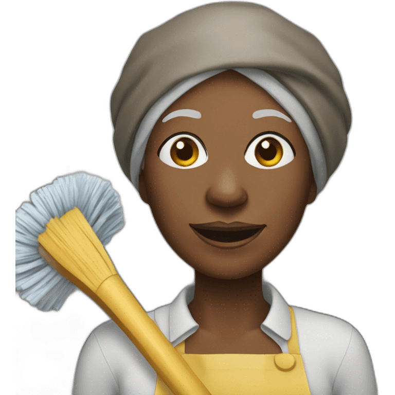 black old woman with head wrap holding a bucket and mop emoji