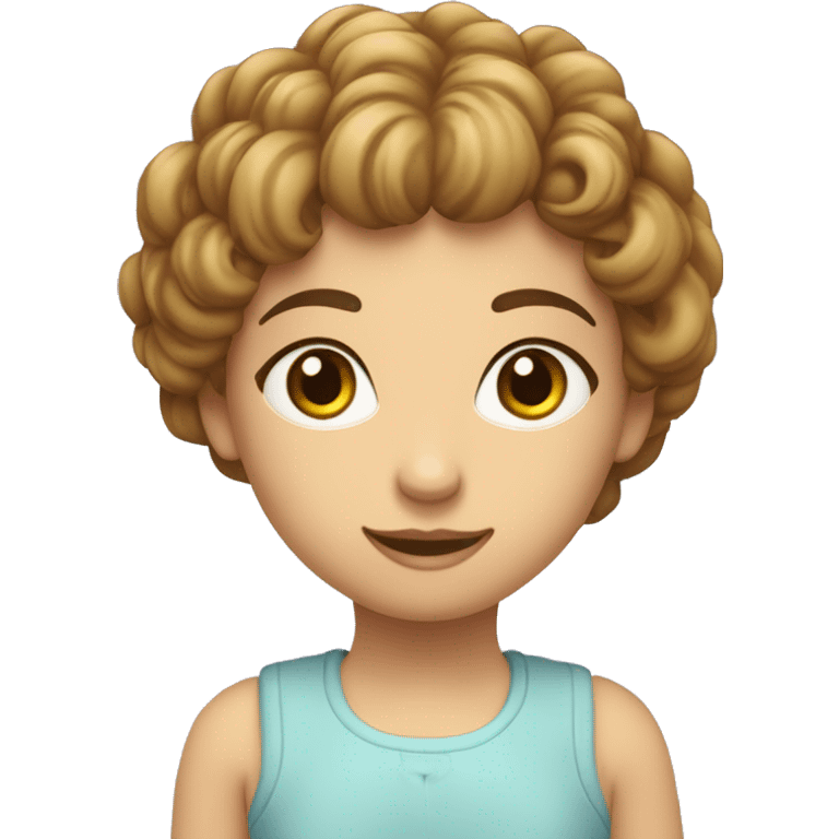 uma menina branca e de cabelo ruivo, com olhos azuis, sorrindo e de moleton de cor lavanda dando joinha emoji