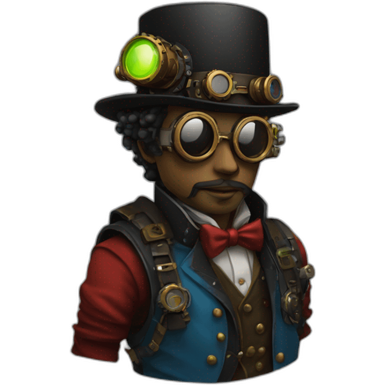 steampunk programmer using colors black, red, yello, blue, green emoji