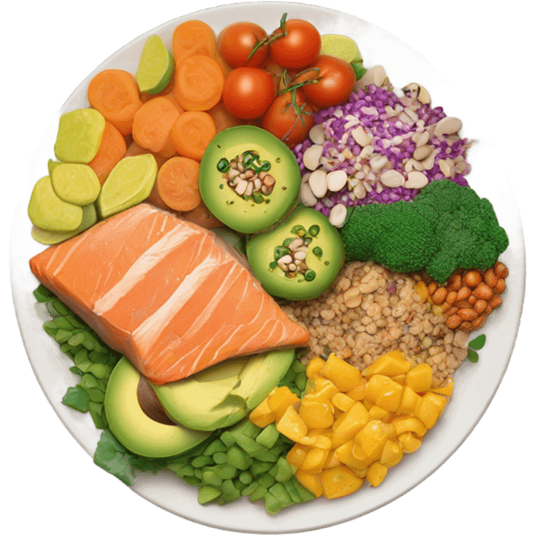 a large plate of healthy food emoji