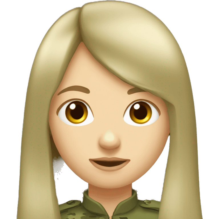 army russian girl with long hair and bangs emoji