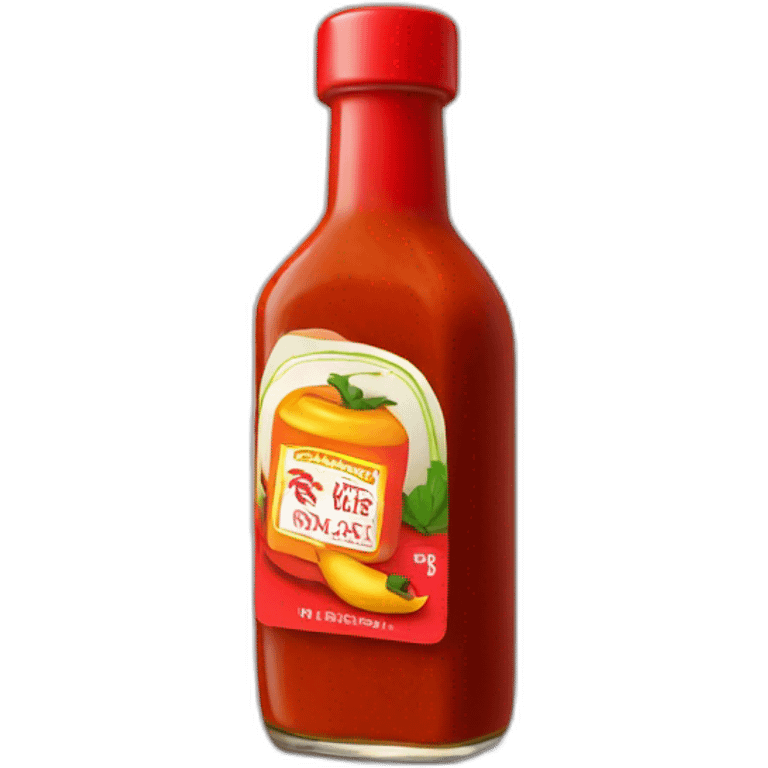 Bottle of hot sauce with a label that has no text and no image other than a red chile emoji