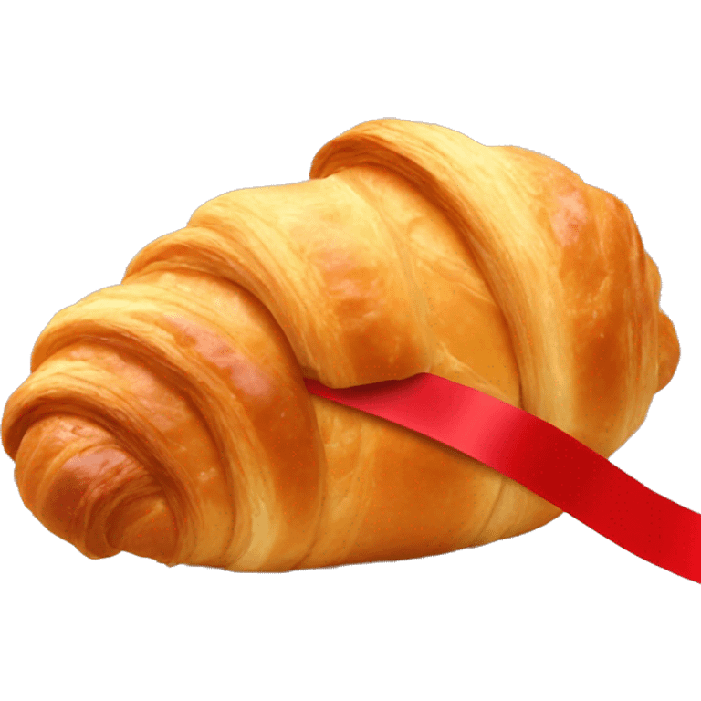 croissant eating croissant with a red ribbon  emoji