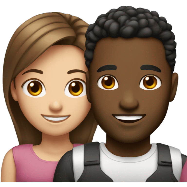 One girl brown hair and black man with fade couple  emoji