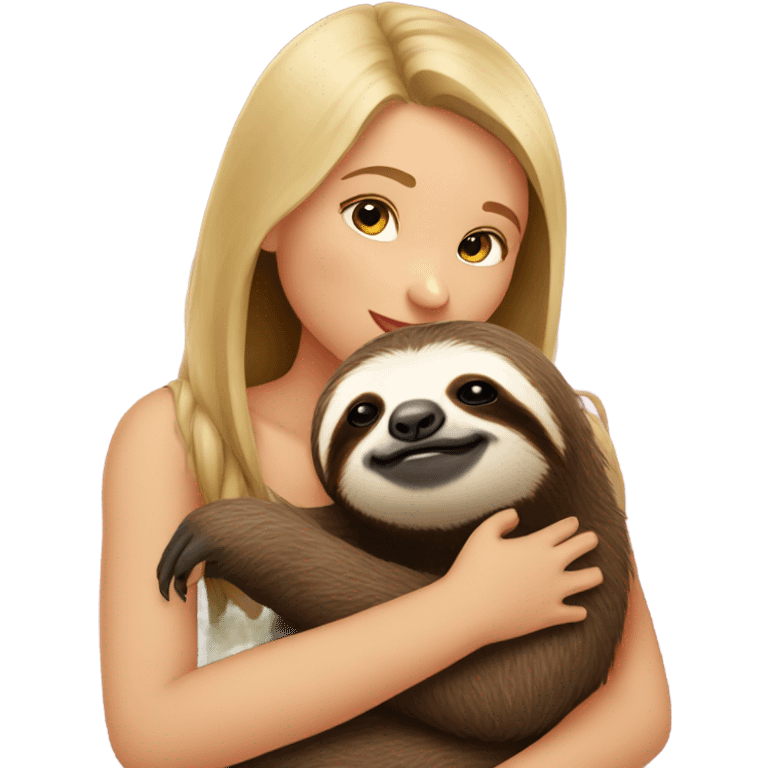 girl kissing a sloth emoji