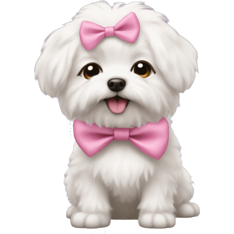 little white fluffy dog wearing a pink bow emoji