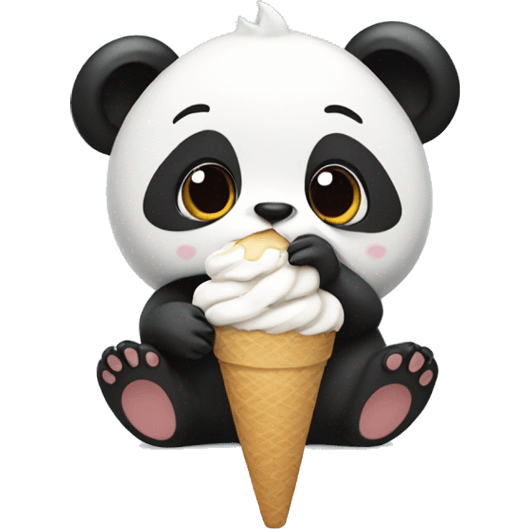 Panda eating ice cream emoji