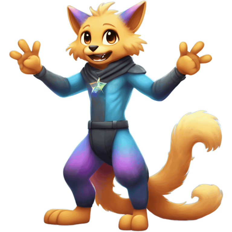 gradient-Sparkle-nebula-fursona anthropomorphic furry Fakémon full body emoji