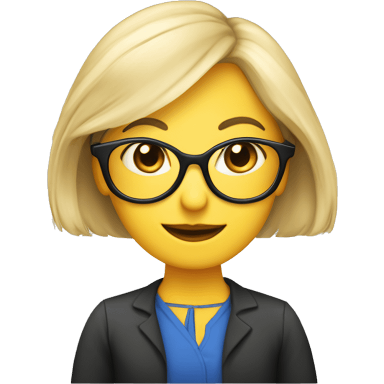 Profesora rubia con gafas y flequillo de matemáticas  emoji