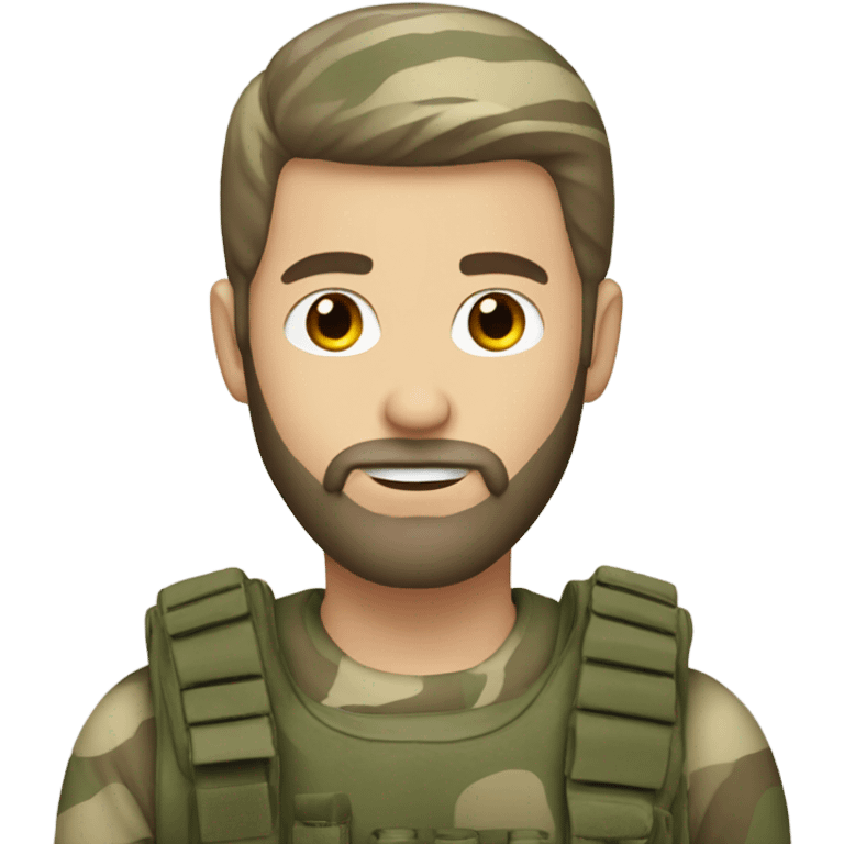 White guy with beard in camouflage  emoji