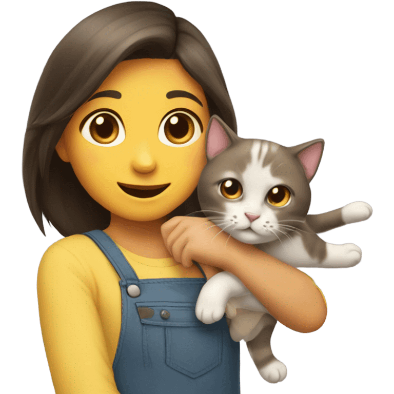 girl playing with cat emoji