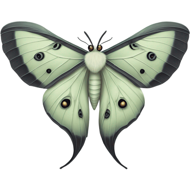 Luna moth black and white  emoji