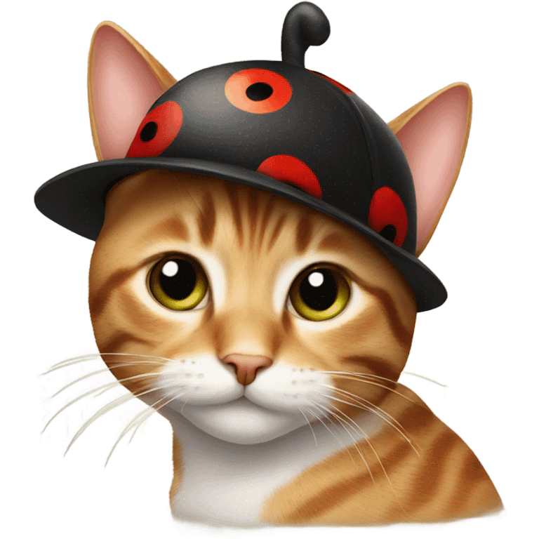 Cat wearing ladybug hat  emoji