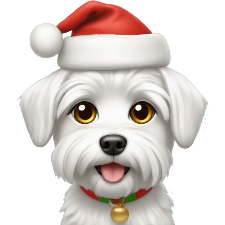 Maltese in a Christmas hat emoji