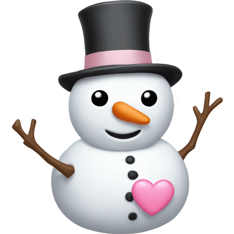 Snowman with light pink heart eyes emoji