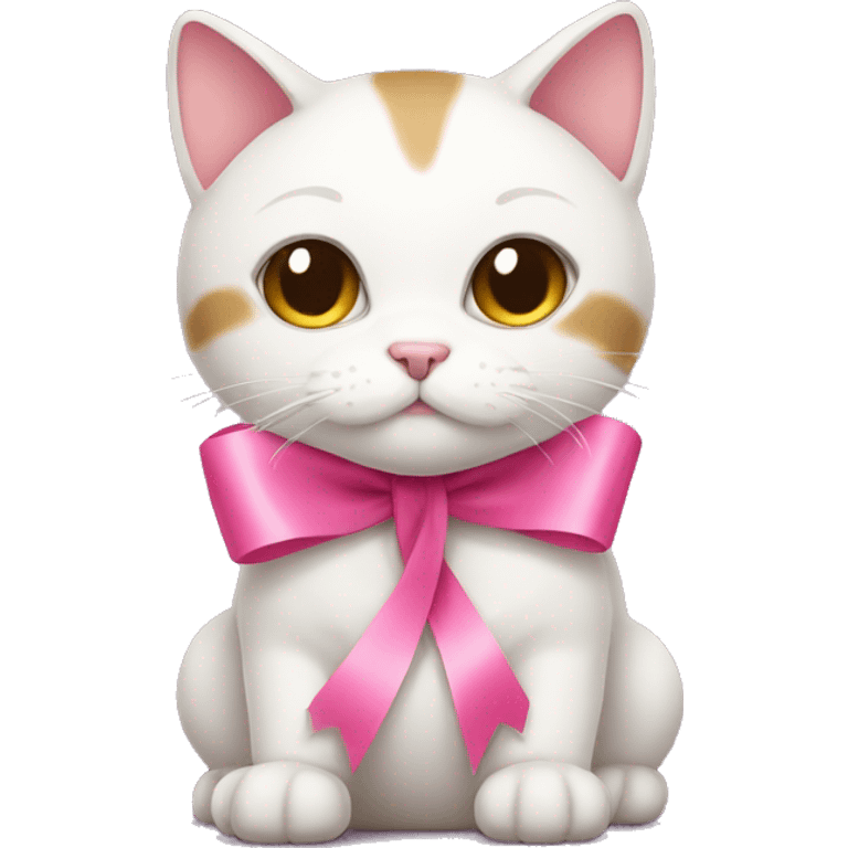 Cat whit a pink ribbon emoji