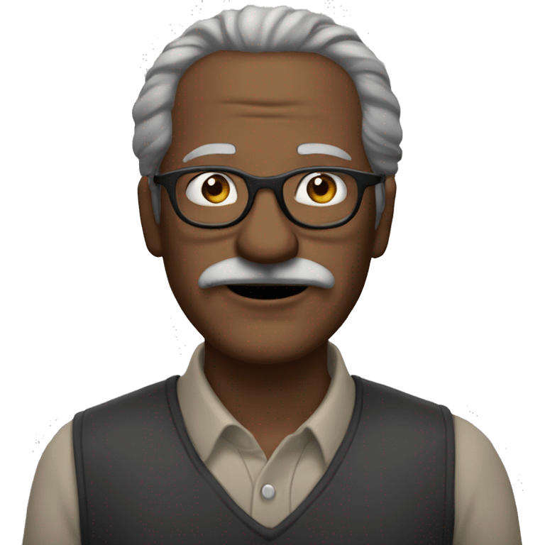 a older man with straight, black long hair, a black mustache and glasses emoji