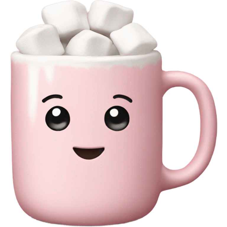 Light Pink mug of hot chocolate with marshmallows  emoji