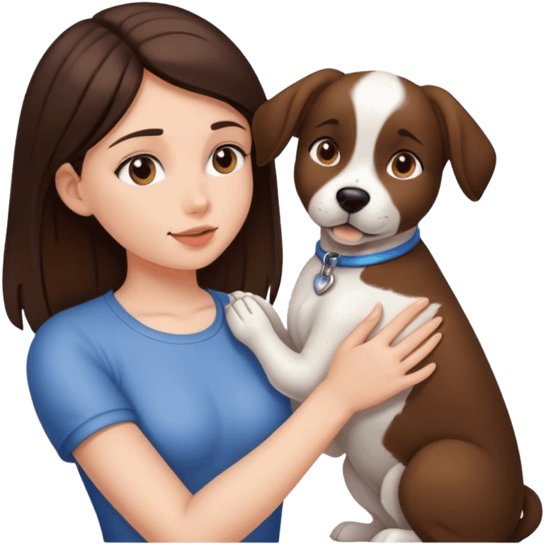 brunette girl petting a dog  emoji