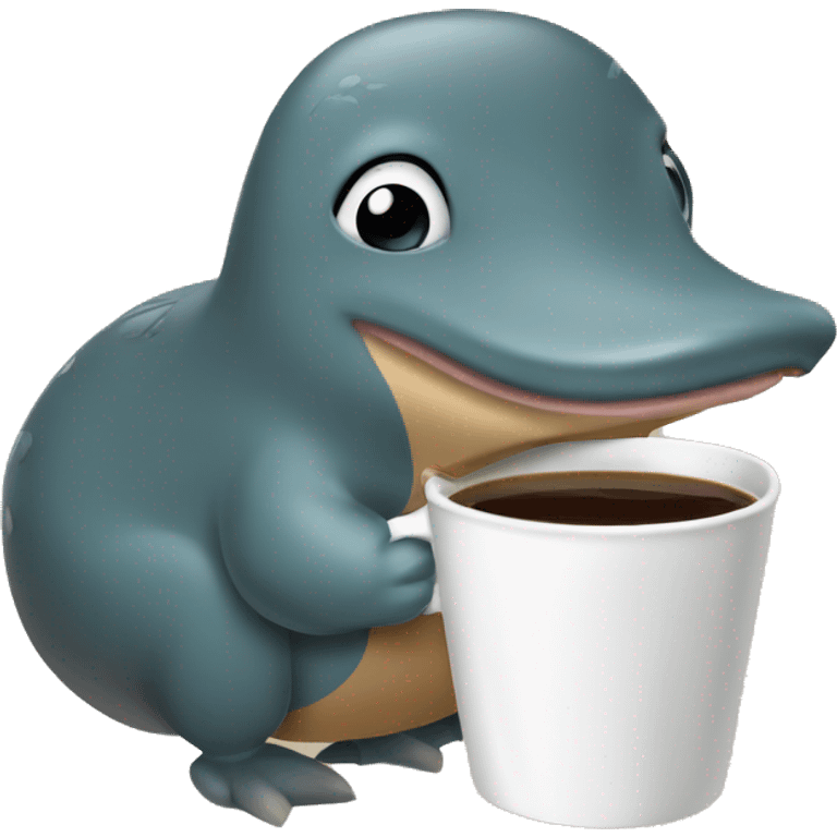 Cute Platypus drinking coffee to go emoji