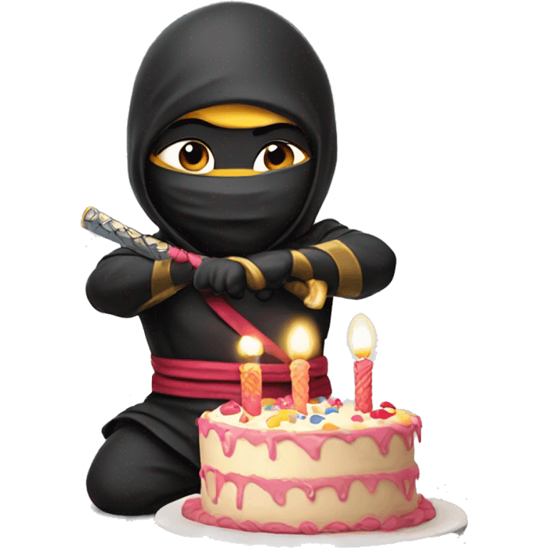 baby ninja with birthday cake  emoji