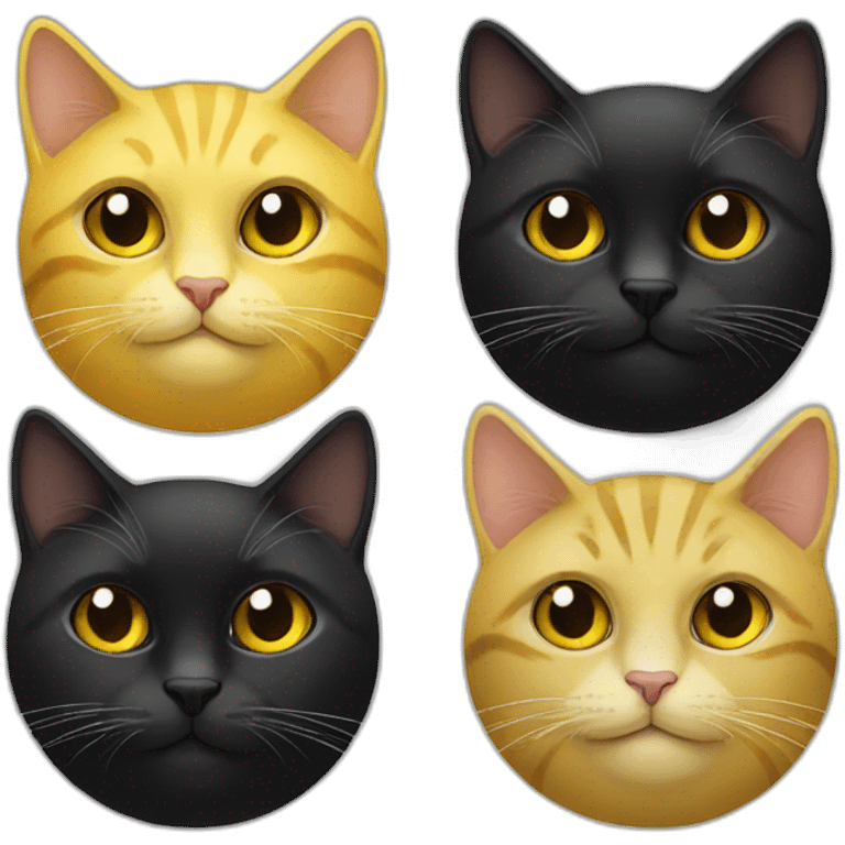 Two yellow and one black cats emoji