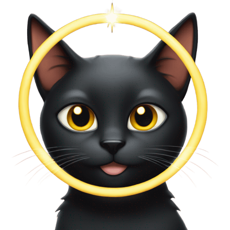 Black cat with halo above emoji