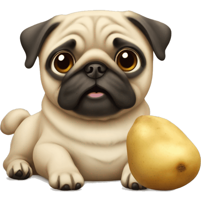 Pug dog with a potatoes  emoji