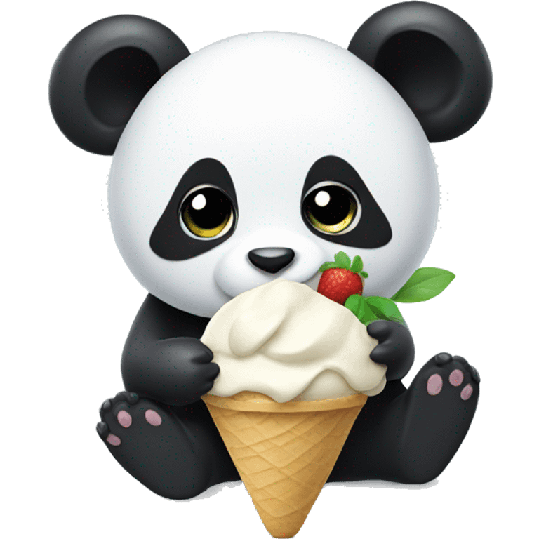 Panda eating ice cream emoji