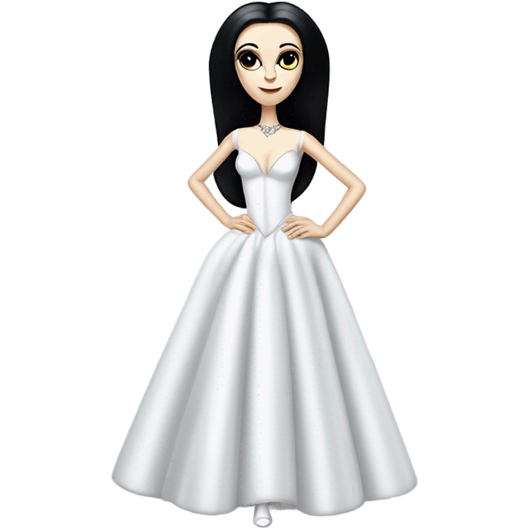 Tall realistic thin Morticia Addams Princess Leia in white ballet ball gown  emoji