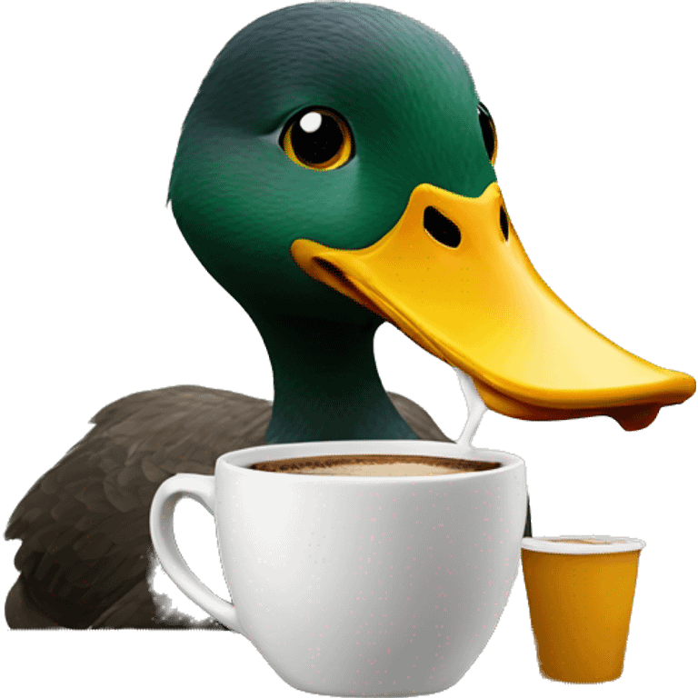 Duck drinking coffee  emoji