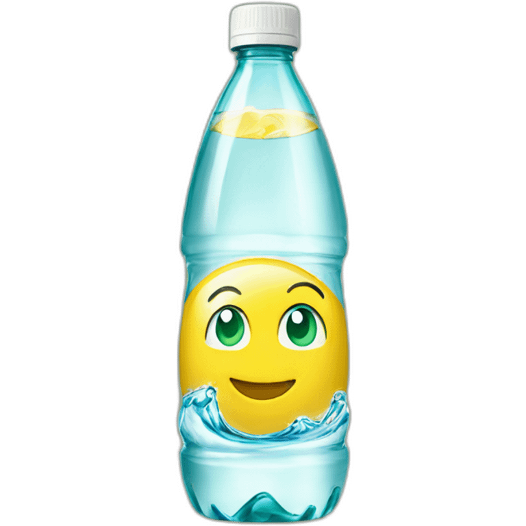 yellow liquid in a poland spring water bottle laying on it's side emoji