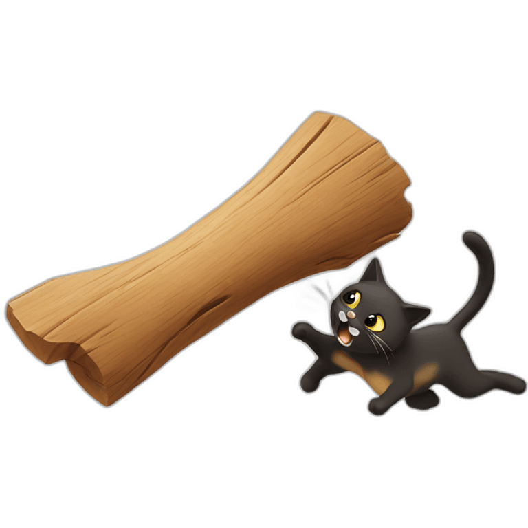 fight between a cat and a piece of wood emoji