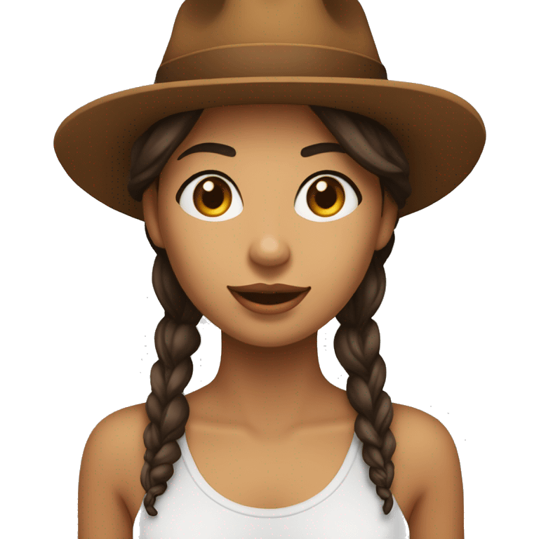 mulher morena com chapéu nordetina e cabelo marrom emoji