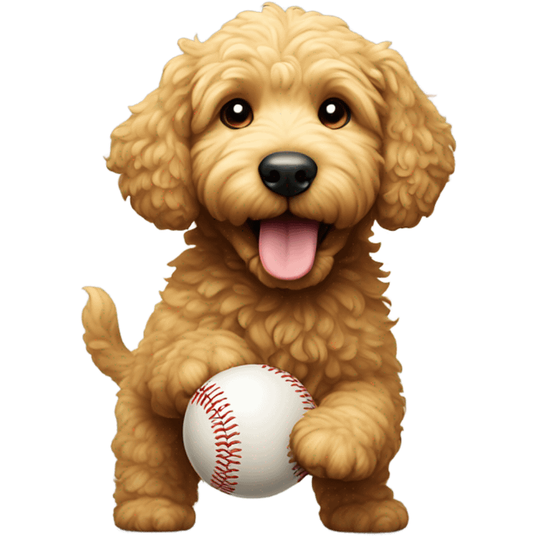 Golden doodle playing baseball emoji