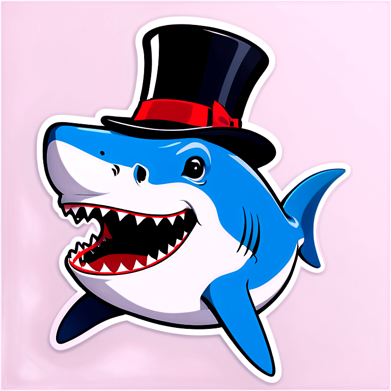 Shark with a top hat emoji