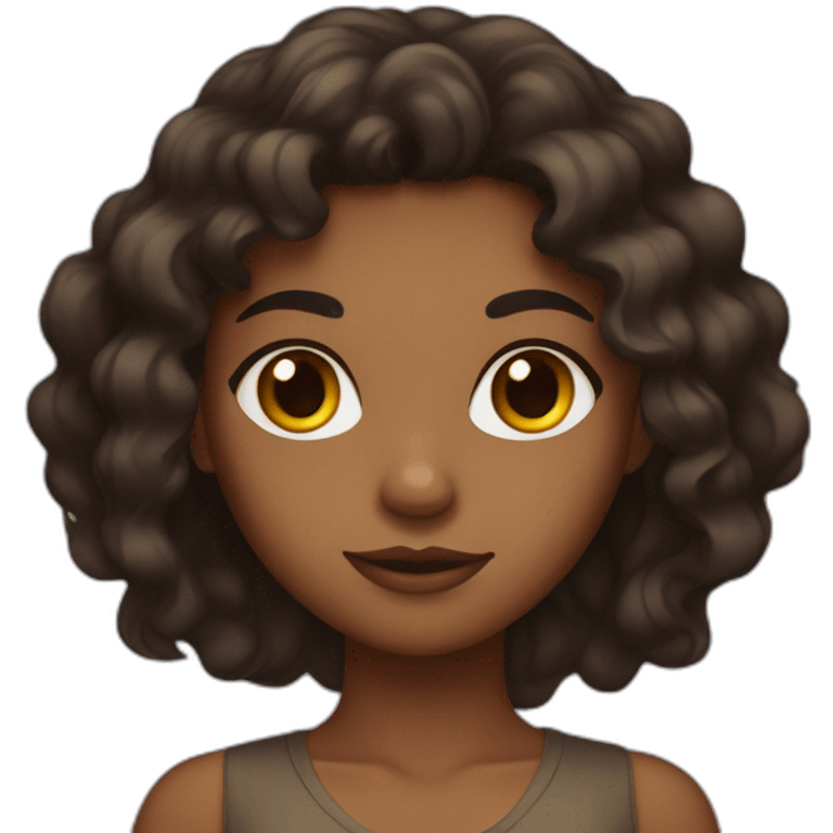 brown girl with amber eyes and long dark hair emoji