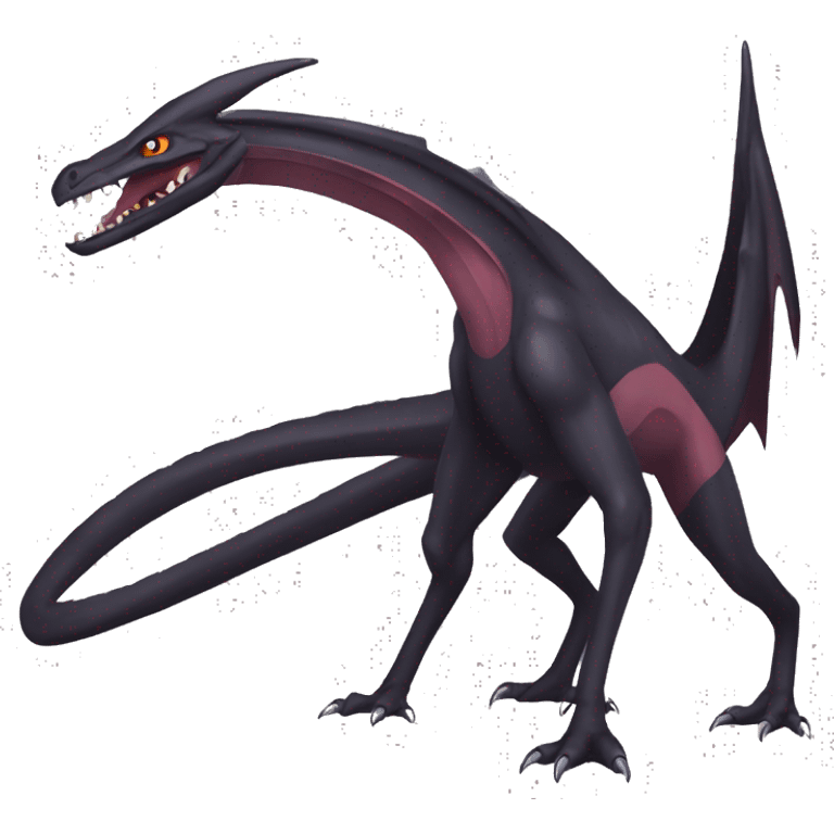 cool edgy black and maroon Dark-type nargacuga Salazzle  Salanditreptile Pokémon full body emoji