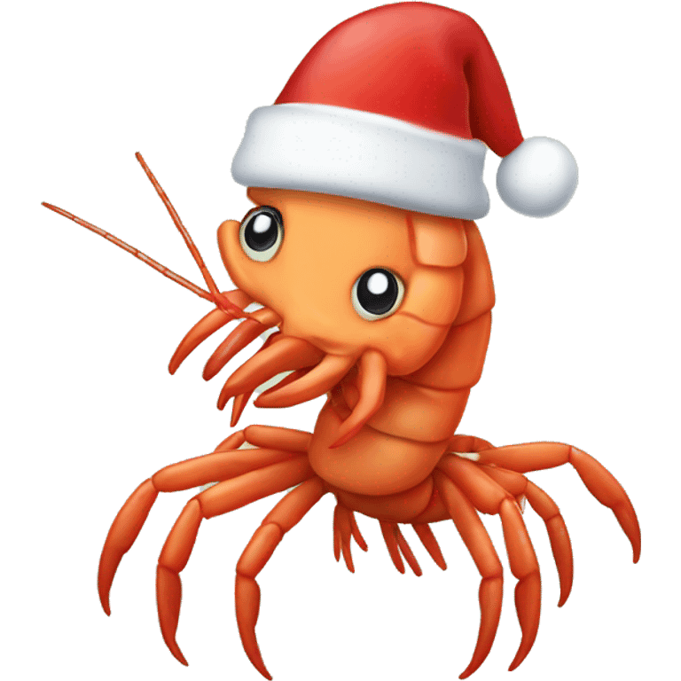 Shrimp with a Christmas hat emoji