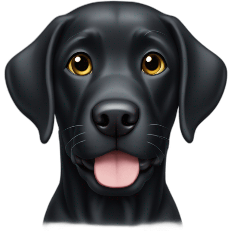 a black Labrador with a slightly gray chin. emoji