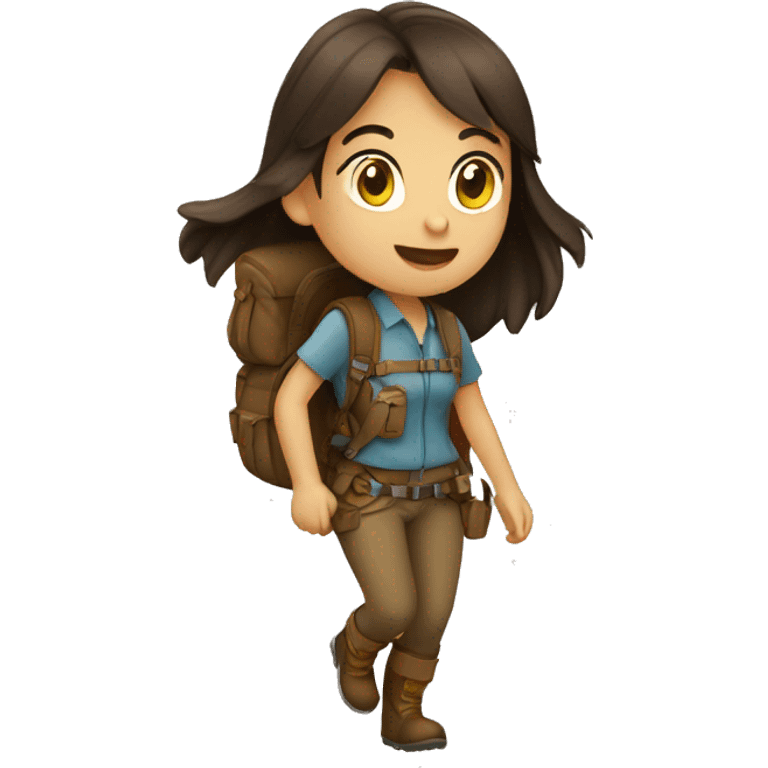 Brunette adventure girl goes on an adventure emoji