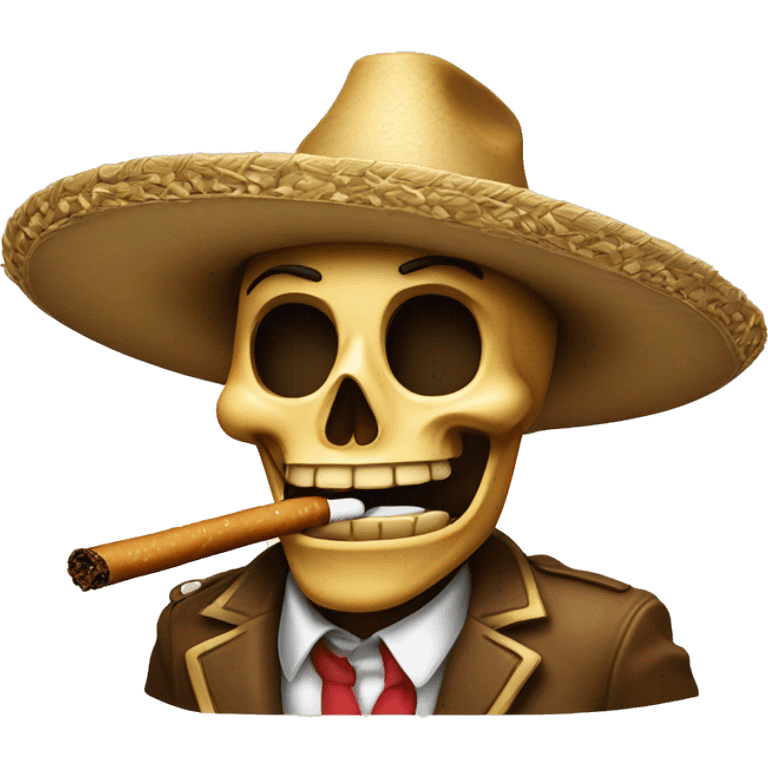 esqueleto con sombrero y un cigarro emoji