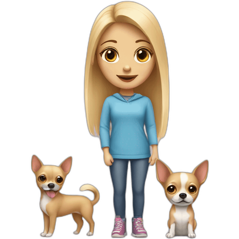 blonde girl near a chihuahua emoji