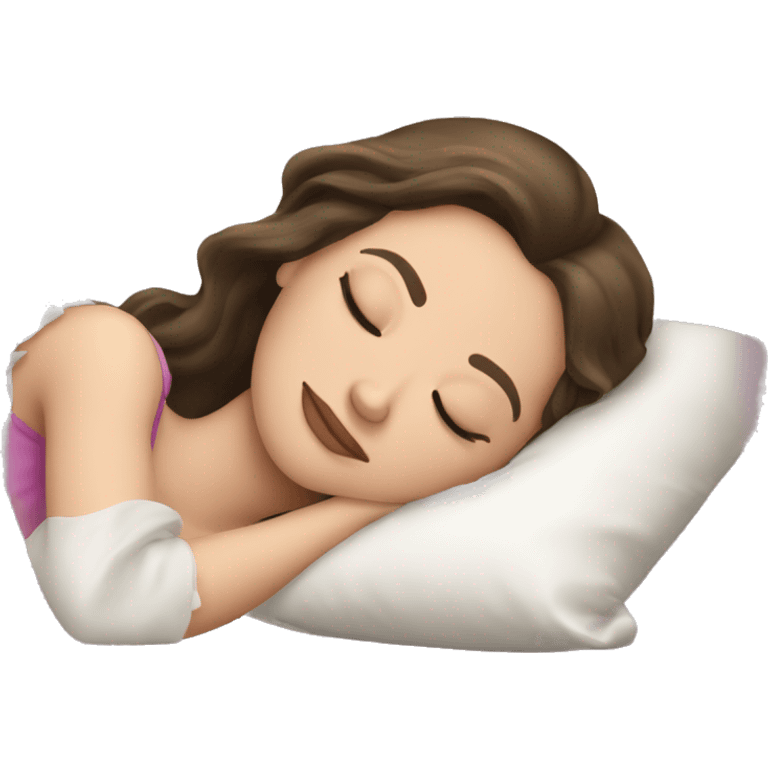 sleeping beauty brunette white girl with a silk pillow emoji