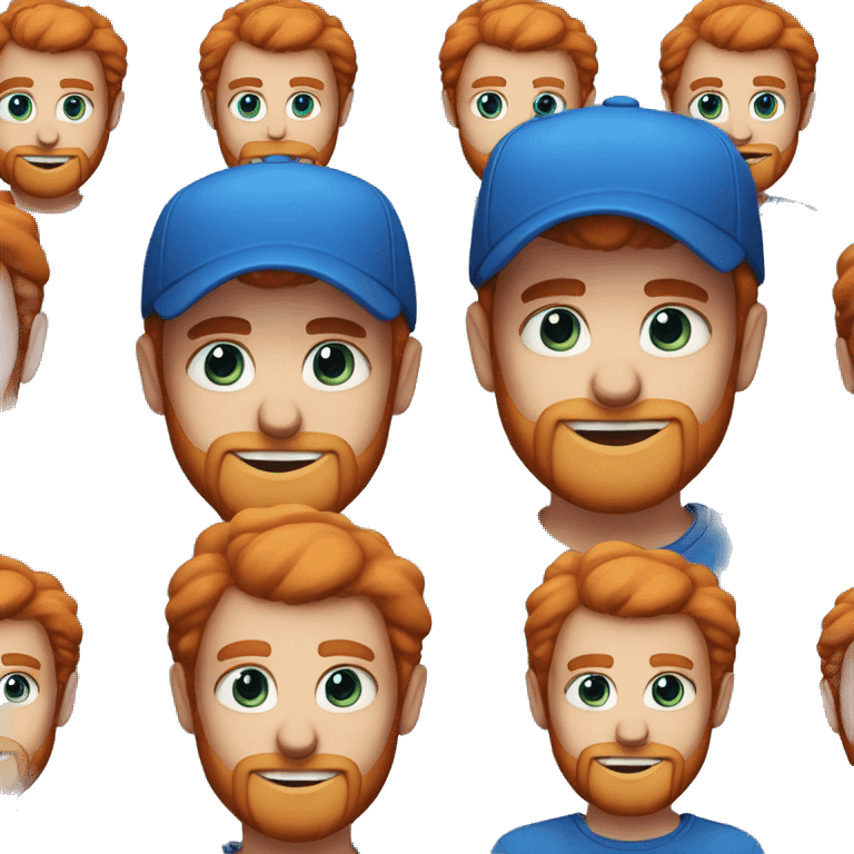 red headed guy with blue eyes and a beard and a blue cap with a number 3 on it emoji