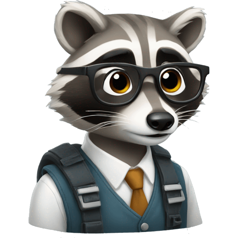 Raccoon nerdy emoji